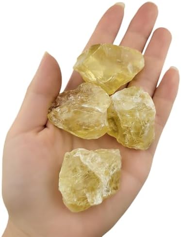 3-5Pcs Citrine Natural Raw Crystals 1''-2'' Rough Stones Rocks for Tumbling Polishing Cabbing Gemstones Crystals and Healing Stones for Wicca Reiki,Fountian Rocks for Decorations (Citrine)