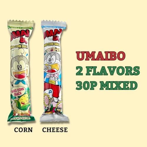 Japanese Snacks Variety Pack, Corn and Cheese Flavor, Corn Puffed Dagashi Mix, 30 Sticks