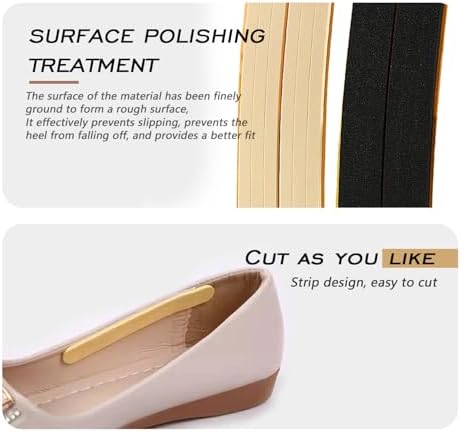 12 Pcs Women Strap Cushion Insert Heel Grips Anti Slip Heel Liners Adhesive Shoe Grips Thin Heel Straps for High Heels Women Men Loose Shoes Black and Beige