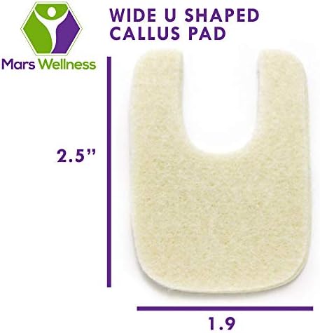 Wide U Shaped Felt Callus Horseshoe Pads - Adhesive Foot Pads That Protect Calluses from Rubbing On Shoes - 1/8" - 50 Pack