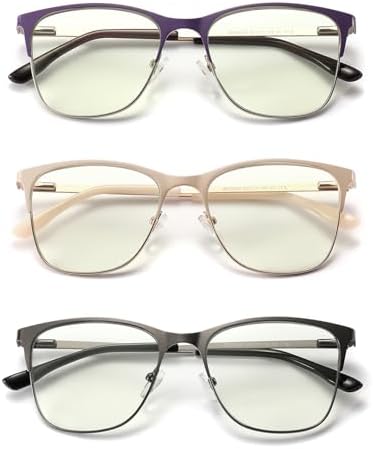 Metal Blue Light Blocking Reading Glasses Oversized Readers for Women Big Head/Large Face Cheaters