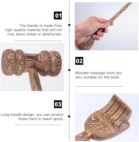 SHOWERORO 2pcs Wooden Massage Hammer Stick Dual-use Back Scratcher and Body Muscle Relaxation Massager for Manual Trigger Point Therapy and Stress Relief