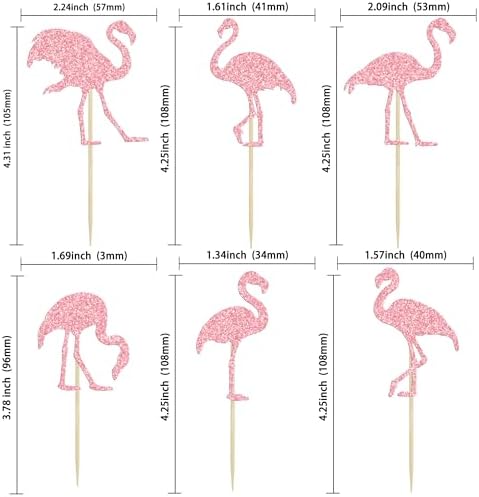 Ephlyn 24Pcs Flamingo Cupcake Toppers Tropical Flamingo Cake Topper Decorations for Summer Hawaii Theme Party Birthday Wedding Party Cake Decorative Supplies