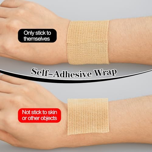 6pcs 4in Self Adhesive Bandage Wraps, 5 Yards Skin Color, Breathable Self-Adherent Wrap Rolls for Sports, Wrist, Ankle and Swelling