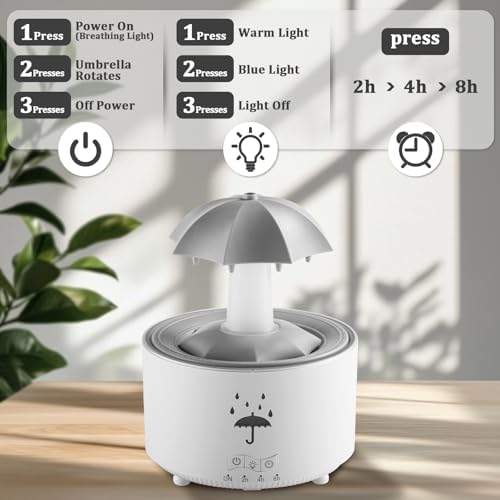 Essential Oil Diffuser for Home, Bedroom Humidifiers, Air Scent Aroma Aromatherapy Ultrasonic Humidifier Machine Timer Small Mini difusor de Aromas para casa Living Room Office Decor Gifts Raindrop