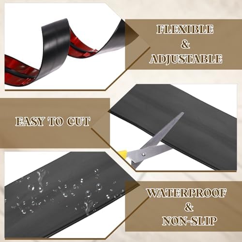 uxcell T-Molding Transition Strips, 3.28 ft x 1.97" (L x W) PVC Floor Flat Divider Strip Self Adhesive Vinyl Flooring Edging Trim for Joining Floor Gaps Doorways, Black