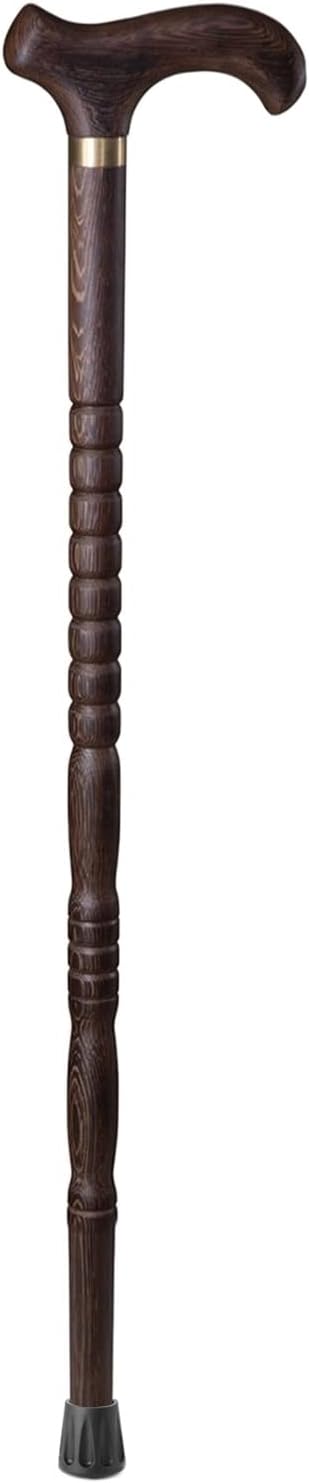 Walking Sticks for Men and Women, Wooden Cane Ergonomic Design Sturdy Balancing Walking Aid for Elderly, Disabled (Color : Dark Brown, Size : 85cm)