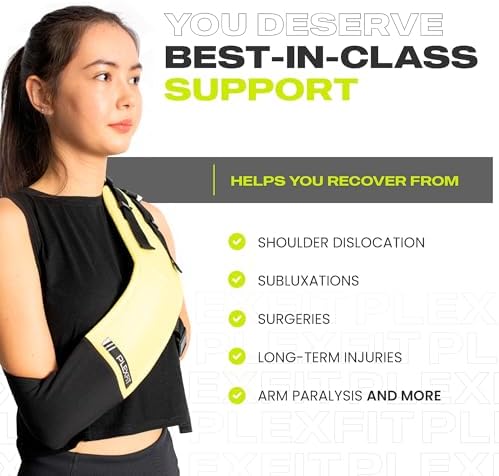 Athletic Arm Sling Class A Medical Device - Shoulder Sling Immobilizer for Injury Support - For Elbow & Wrist Too - Men & Women (X-Large Right, Yellow & Black)