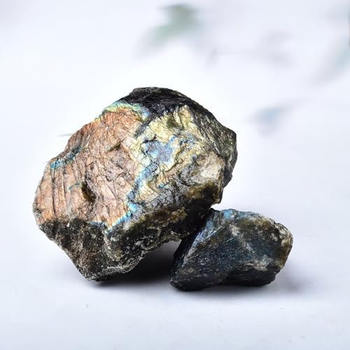 Raw Labradorite Stone Blue Rough Labradorite Rock Healing Crystal and Stone for Tumbling Meditation 0.4-0.6 Pound