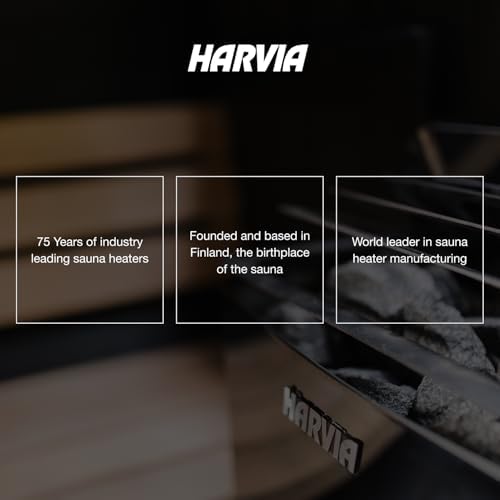 Harvia KIP Sauna Heater, Wall Mounted Electric Sauna Stove, Stainless Steel 220v Heater with Sauna Stones Included, Large Stone Cavity for Maximum Heat Release (8kW - Dials)