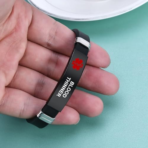 Medical Alert Bracelet for Men Women Medical ID Tag Wristband Adjustable Stainless Steel Silicone Emergency Bracelet in Emergency First Aid