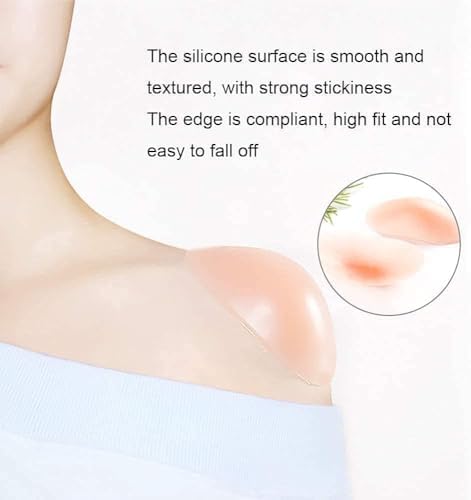 Silicone Shoulder Pads for Womens Clothing, Anti-Slip Shoulder Push-Up Pads Invisible Breathable Enhancer Reusable, 3 Pairs (Pink)