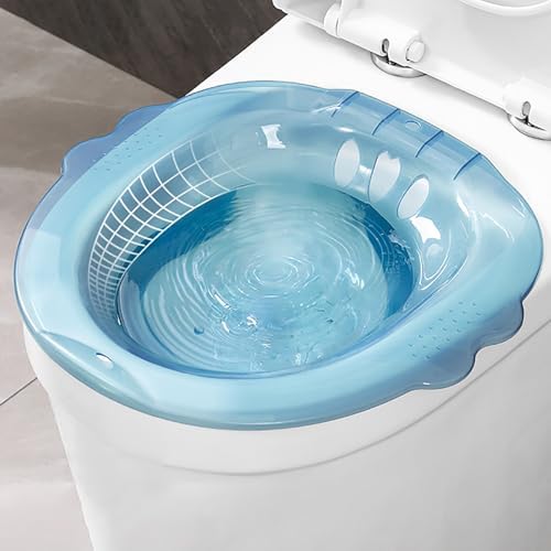 Sitz Bath for Toilet, Sitz Bath for Hemorrhoids and Postpartum Care Yoni Steam Seat, Bidet Toilet Tub,Hangable Anti Overflow Hip Bath Steam Seat for Elderly (Blue)