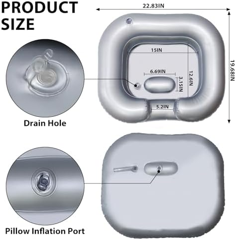 Inflatable Hair Washing Basin, Portable Shampoo Bowl with Drain Tube & Air Pump, Bedside Hair Wash Tub for Elderly, Disabled, kids,Pregnant Women, Home Salon