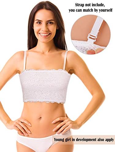 Boao 3 Pieces Women's Floral Lace Tube Top Bandeau Strapless Bras Seamless Stretchy Chest Wrap