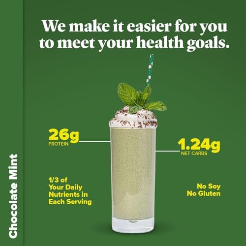 Keto Chow Chocolate Mint Meal Replacement Shake Powder, Nutritionally Complete Low Carb Meal, High Protein Breakfast or Lunch Replacement, Gluten Free, Keeps You Full for Hours, 3 Meals