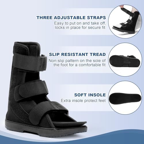 Estinko AFO Foot Drop Brace, Foot Drop Brace for Walking Drop Foot Brace Adjustable ALS, TBI, MS, Diabetes Stroke (Black, Medium)