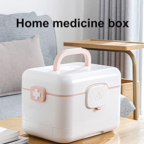 Pill Box Storage Box Household Large-Capacity Family-Mounted Portable First-aid Kit Smart Medicine Medical Box Multi-Layer Multi-Layer (Color : Gray)