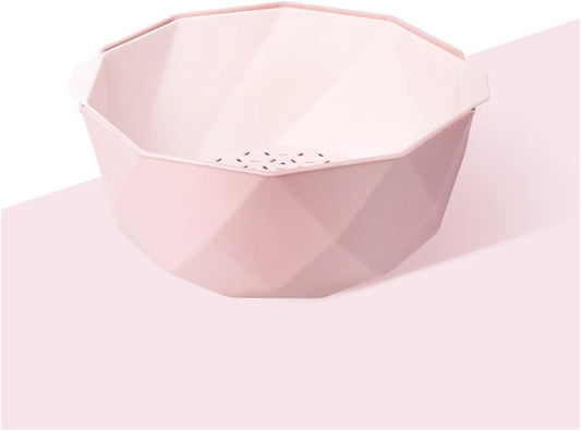 Fruit Bowls Fruit Tray Living Room Home Kitchen Double Wash Vegetable Draining Basket Fruit Basket Blue Green Pink Fruit Bowl Fruit Basket (Color : Pink, Size : L)