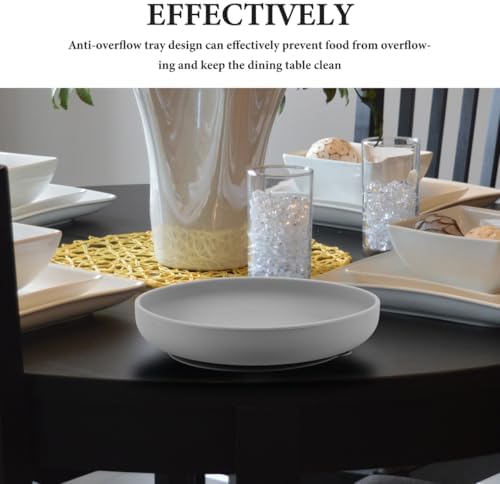 CALLARON Silicone Anti-Spill Dining Plate with Suction Cup Base for Elderly Patients and Disabled Adults Safe Food-Grade Material Deep Gray Color Easy Self-Feeding