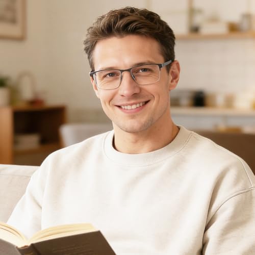 EYECEDAR 5 Pack Reading Glasses Men Blue Light Blocking Eyeglasses Gunmetal Gray Metal Half Frame Spring Hinges Readers for Men and Women 2.0