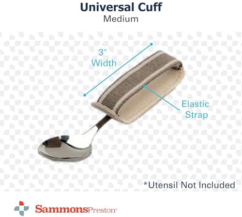 Sammons Preston Universal Cuff, Medium, Leather Adaptive Utensil & Writing Aid Holder with Elastic Strap, 3" Knuckle Width, Assistive Device for Limited Hand Ability or Grip Strength