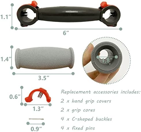 Crutch Accessory Replacement Kits, Includes Crutch Hand Grip, Underarm Crutch Pad and Feet Tips for Elderly Disabled, Gray, 6 Pcs