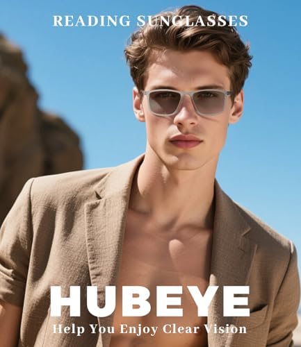 Hubeye Photochromic Progressive Reading Glasses for Men and Women Ultralight Flexible Anti-Blue Light Readers（Clear+Black+Orange，+2.5）