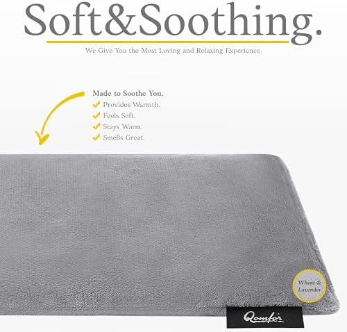 Qomfor - Microwavable Heating Pad - Gray - Lavender Scented Heat Pack - Therapeutic Heat Wrap for Neck, Shoulders & Period Cramps Pain Relief - Reusable Hot/Cold Therapy Bag