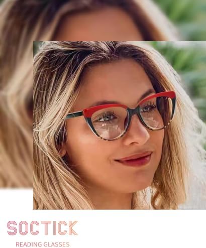 Cat Eye Reading Glasses for Women Blue Light Blocking,Readers for Women 3.0 with Comfort Spring Hinges,Fashion Designer Ladies Eyeglasses(4 pack)