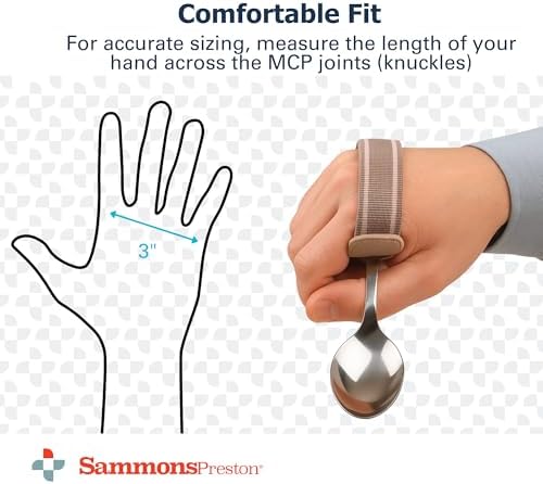 Sammons Preston Universal Cuff, Medium, Leather Adaptive Utensil & Writing Aid Holder with Elastic Strap, 3" Knuckle Width, Assistive Device for Limited Hand Ability or Grip Strength