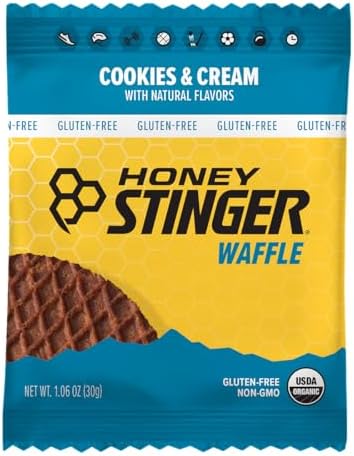 Honey Stinger Organic Gluten Free Cookies & Cream Waffle, Energy Stroopwafel for Exercise, Endurance and Performance, Sports Nutrition for Home & Gym, Pre & During Workout, 16.96 Ounces (Pack of 16)