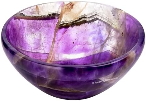 Amethyst Crystal Bowl - 2 Inch Decorative Bowls for Room and Home Decor - Gemstone Healing Crystals for Elegant Display, Positive Energy Balance and Gift