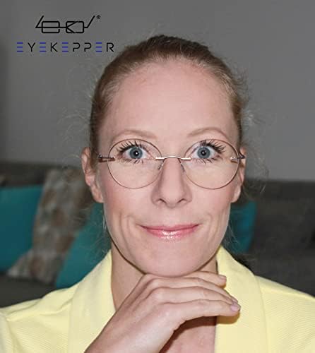 Eyekepper Frameless Reading Glasses Women - Round Rimless Readers Men Purple +2.25