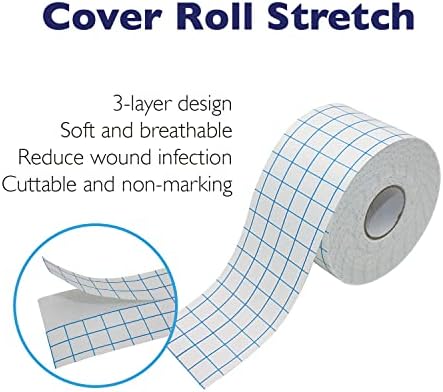 Non-Woven Cover Roll Stretch Tape - 4" x10.94Yd First Aid Tape - Dressing Retention Tape - Breathable Cohesive Wrap Bandage Roll Film (1 Roll)