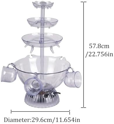 3-Tier Party Fountain Electric Stainless Steel Champagne Fountain Stainless Steel Electric Commercial Red Wine Fountains Machine with LED Light Base Includes 5 Cups for Bar/Home Party Use