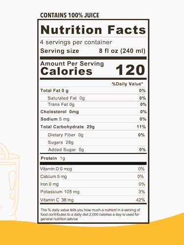 Anna and Sarah 33.8 Oz Organic Orange Juice - Glass Bottle (6 Pack) No Sugar, No Artificial Colors, No Preservatives, No Flavors Added,NOT from Concentrate