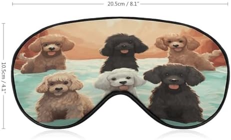Poodles Dogs Sleep Mask for Women Men Soft Breathable Sleep Eye Mask Soft Eye Cover Light Blocking Sleeping Masks Adjustable Blindfold for Travel Home Office Naps & Gifts