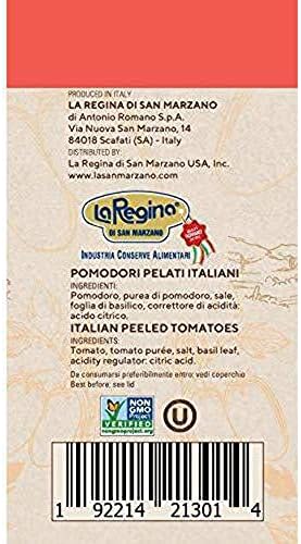 Italian Canned Peeled Tomatoes With Basil Leaf La San Marzano 100% Product of Italy 28 Oz can - 100% Genuine Ingredients With San Marzano Tomatoes (Pack of 6)