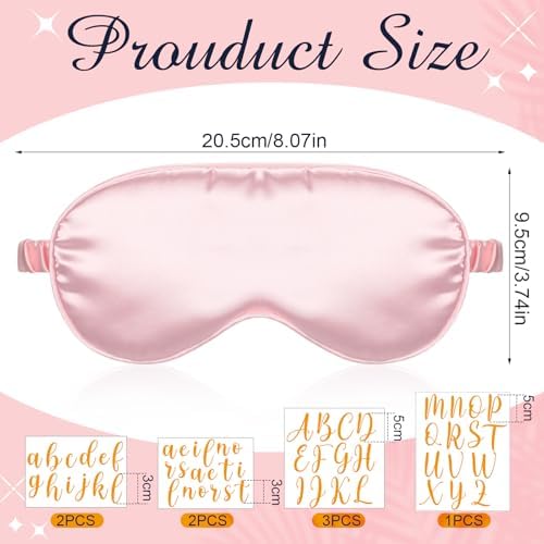 6 Sets Bridal Party Favors Set Package Sleep Mask DIY Name Bridesmaids Proposal Gift 6 Eye Mask with 11 Gold Letter Heat Transfer Stickers for Bridal Bachelorette Party Wedding