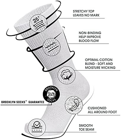 Big and Tall - 6 pairs of Diabetic Cotton Neuropathy Crew Socks, King Size Mens Athletic Crew Socks (13-16, White)