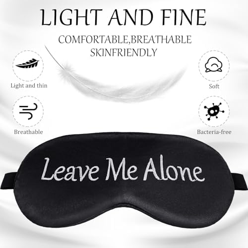 Geyoga 4 Pieces Funny Eye Mask for Sleep Soft Satin Blocking Blindfold with Adjustable Strap Silk Eye Cover Out Lights Travel for Women Men Travel, Nap, Meditation (Black, Ink Green, Navy Blue, White)