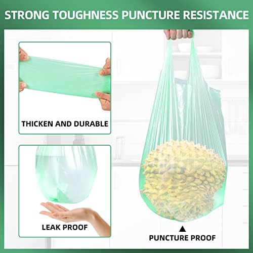 2.6 Gallon Trash Bag 150 Count, Unscented Strong Handle Tie Garbage Bags Fit 10 Litter Trash Can, Three Colors for Kitchen, Bathroom, Bedroom, Office (Green, White, Black)