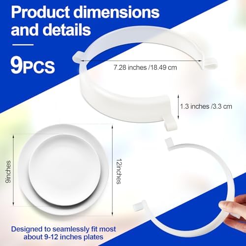 Landical 9 Pcs Plate Guard for Eating Spill Proof Food Guard One Handed Adaptive Equipment for Elderly Disabled Handicapped Parkinson Scooping, Fits Most 9" to 12" Plates (Translucent)