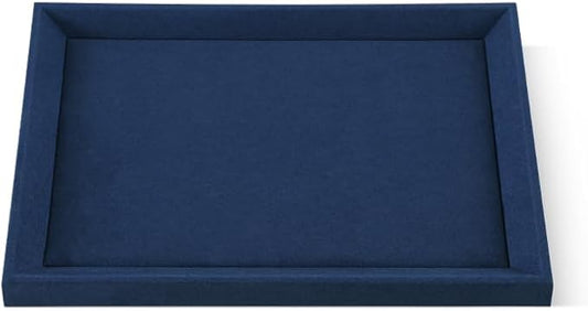 Premium Velvet Blue Jewelry Tray - Flat Microfiber Tray for Men's Watch, Necklace, Ring, Pendants