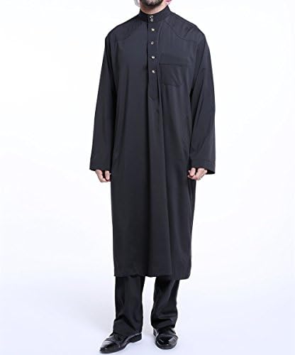 Qianliniuinc Loose Style Middle East Kaftan Dubai Arab Muslim Islamic Men's Clothing Suit Shirt Pants