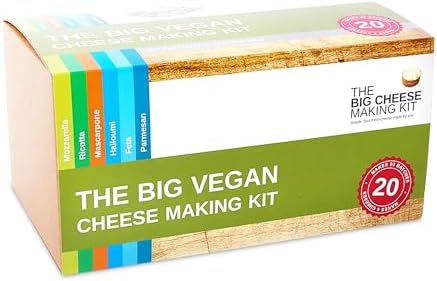 The Big Vegan Cheese Making Kit - DIY Vegan Cheese Starter I Cheese Making Supplies for Mozzarella, Ricotta, Feta I Cheese Maker I Perfect Food Gift I 6 Different Dairy-Free Cheeses I 20 Batches