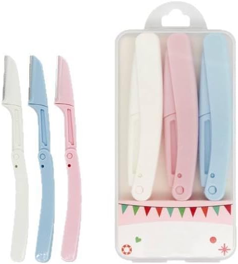 Eyebrow Razor Set, 3PCS Foldable Facial Razors for Women, Stainless Steel Dermaplaning Tool for Eyebrow Shaping, Peach Fuzz & Face Hair Removal, Gentle Exfoliating Beauty Tool