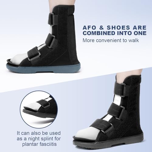 Estinko AFO Foot Drop Brace, Foot Drop Brace for Walking Drop Foot Brace Adjustable ALS, TBI, MS, Diabetes Stroke (Black, Medium)