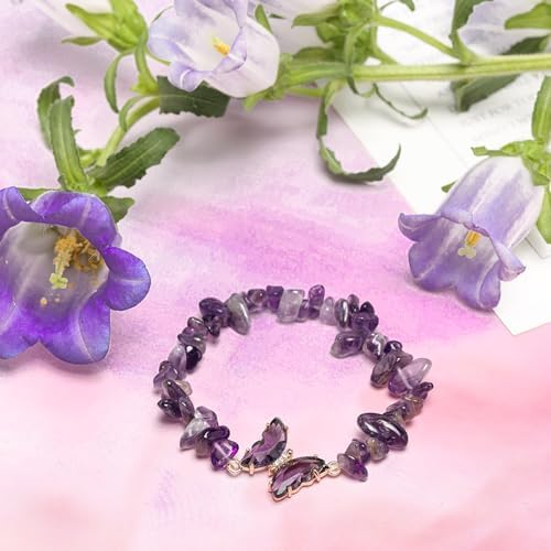 Artlunar Butterfly Bracelets Healing Bracelet Charm Jewelry Mom Gift with Beaded Bracelets Purple Bracelet for Women (Purple)
